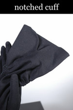 Black nylon gloves 1950s elbow-length flared notched cuffs size S-M 6.5 or 7
