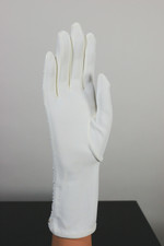 1960s vintage gloves off-white ivory beaded pearls bridal wedding size 6.5 XS S