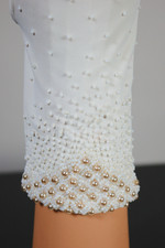 1960s vintage gloves off-white ivory beaded pearls bridal wedding size 6.5 XS S