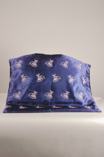 vintage travel accessory lingerie bag rayon satin 1940s 50s purple with pink fans embroidery