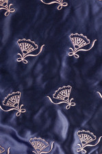vintage travel accessory lingerie bag rayon satin 1940s 50s purple with pink fans embroidery