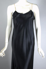 Martha Weathered Chicago 1930s black silk satin bias-cut slip evening dress S-M