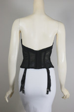 vintage black lace strapless corset bra early 1960s pin-up style 36B C with garter clips