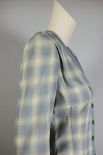 gray cream shadow plaid wool 1940s suit jacket womens XS S cardigan-style