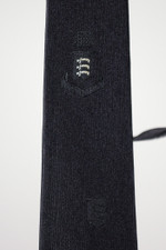 vintage 1950s 1960s skinny tie black silk with swords scimitars embroidery Mad Men style
