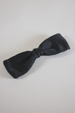 1950s 1960s Sulka bow tie clip-on square-end black silk satin mens formalwear