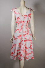 Late 1970s sundress Hawaiian Islands novelty print red white lightweight full skirt size S