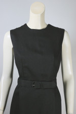 deadstock vintage dress 1950s 60s black cotton sleeveless size S to M petite half-size 30 inch waist