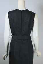 deadstock vintage dress 1950s 60s black cotton sleeveless size S to M petite half-size 30 inch waist