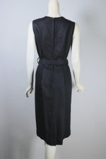 deadstock vintage dress 1950s 60s black cotton sleeveless size S to M petite half-size 30 inch waist