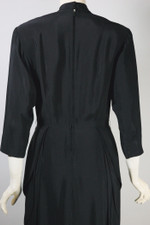 Adele Simpson designer late 1940s cocktail dress black rayon peplum size S 27 waist 40 inch hips