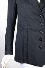 WWI late 1910s suffragette suit jacket black silk wool blend size XS 34 35 inch bust