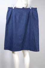 deadstock vintage 70s denim wrap skirt dark blue size L XL 34 waist