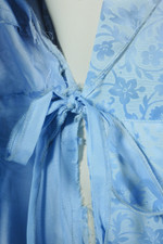 deadstock vintage early 1950s dressing gown robe pin-up style blue floral satin size M 39 inch bust 30 inch waist