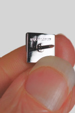 Set of 3 silvertone 1950s tie tacks 1 sterling silver small square vintage menswear