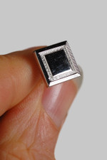 Set of 3 silvertone 1950s tie tacks 1 sterling silver small square vintage menswear