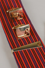 Rockabilly 1950s tie clip cufflinks set by SWANK goldtone piano design musician gift