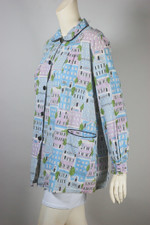 novelty print cotton top artist smock blouse 1950s size M to L up to 44 inch bust