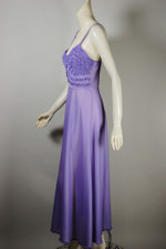 Lilac purple nylon 1950s nightgown ruffles trim S to M 36 38 inch bust