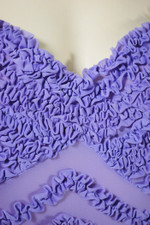 Lilac purple nylon 1950s nightgown ruffles trim S to M 36 38 inch bust