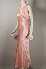 pink rayon liquid satin nightgown bias cut 1930s 1940s size small to medium 37-40 inch bust