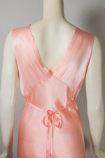 pink rayon liquid satin nightgown bias cut 1930s 1940s size small to medium 37-40 inch bust
