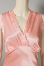pink rayon liquid satin nightgown bias cut 1930s 1940s size small to medium 37-40 inch bust