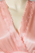 pink rayon liquid satin nightgown bias cut 1930s 1940s size small to medium 37-40 inch bust