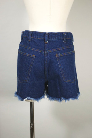 Dark wash cotton denim 80s cutoffs jean shorts 33 waist unisex