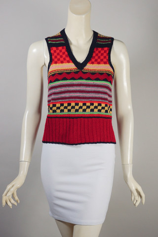 70s does 1930s-style sweater vest striped handknit wool XS Jean Howell Margaret Howell