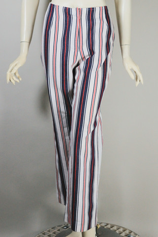 vintage mod 1960s red white and blue striped ribbed cotton pant patriotic 4th of July party size S 27 28 waist