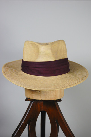 Maya-Quiche K'iche Guatemalan palm leaf fedora hat natural straw 1970s size 7 1/8 S unisex