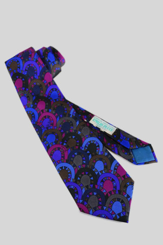 navy royal blue purple black psychedelic print vintage Emilio Pucci silk necktie late 60s 70s designer menswear