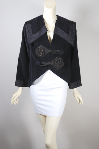 Suffragette WWI late 1910s sailor collar jacket black cotton corduroy size S M 37 38 inch bust