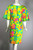 Neon dayglo bright floral print cotton 1960s shift dress Barbiecore XS