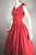 Coral cotton 1950s dress full skirt sleeveless pleated bodice XS tall