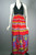 Groovy ladies novelty print 1960s-70s maxi halter sundress red black XS-S