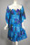 1950s strapless dress petal bust aqua purple floral print cotton XS 25 waist