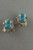 Diva turquoise gold Asian figures faces 1950s 1960s link bracelet earrings