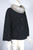 Black curly faux fur jacket 1960s short coat mink collar silver gray XS S