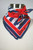 Nautical stripes red blue cotton scarf square bandana by Vera 1960s 70s