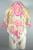 Designer Oscar de la Renta 70s silk scarf large square floral pink white