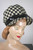1960s Adolfo hat black white checked wool newsboy bubble crown