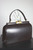 large vintage handbag brown leather 1950s top handle purse