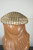 1950s hat flat beret with feather tan ecru mesh trimmed