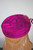 fuschia pink floral silk tiny pillbox hat 1960s feather trim