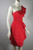 80s party dress red ruffled taffeta peplum cocktail 1-shoulder XS 34 bust 26 waist