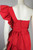 80s party dress red ruffled taffeta peplum cocktail 1-shoulder XS 34 bust 26 waist