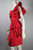 80s party dress red ruffled taffeta peplum cocktail 1-shoulder XS 34 bust 26 waist