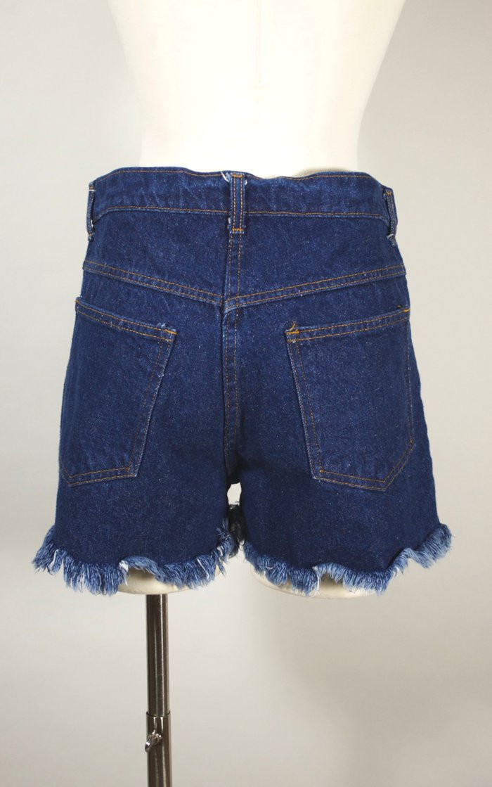 Dark wash cotton denim 80s cutoffs jean shorts 32 waist unisex